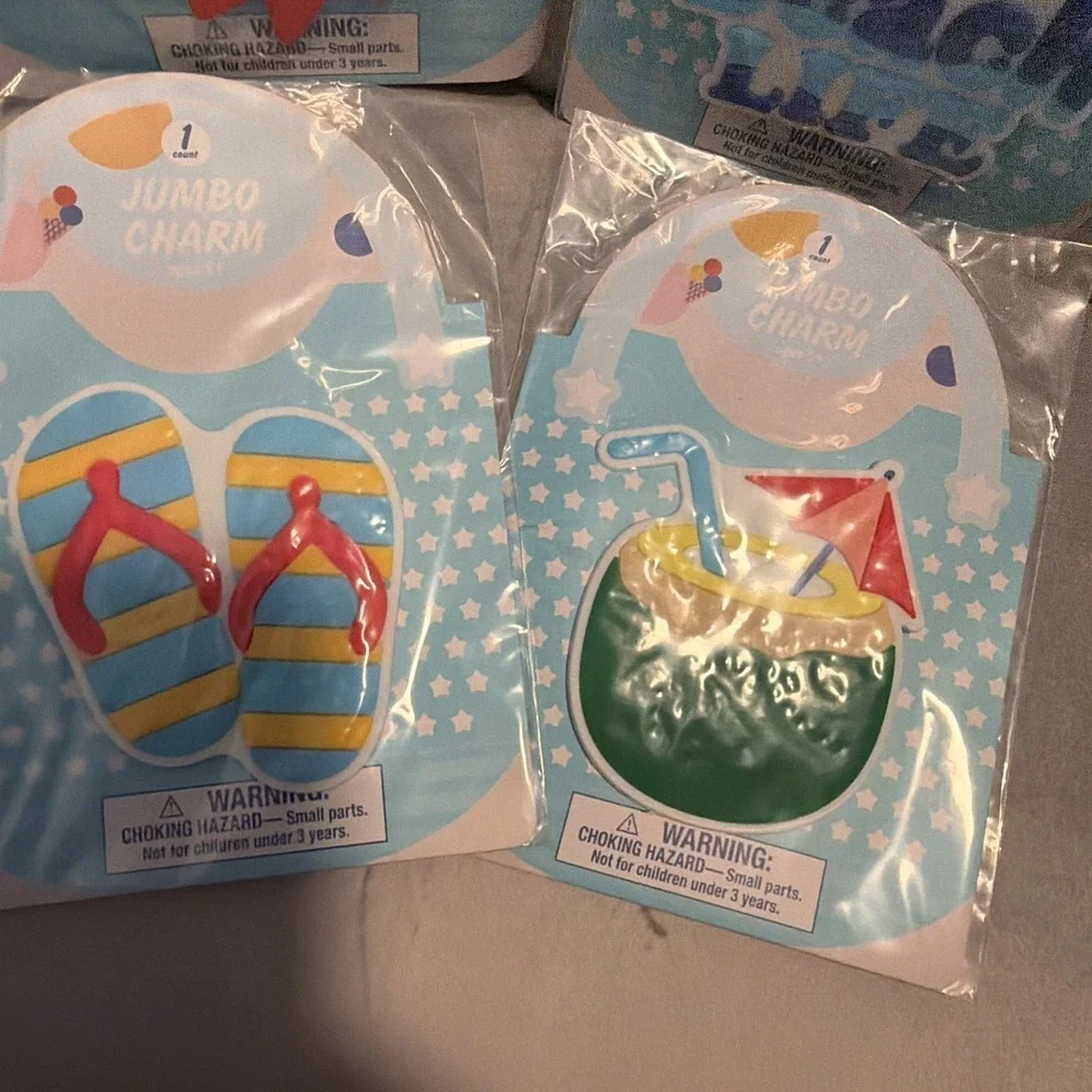 4 Jumbo Charms for Bogg Tote Bags - Sandal, Sun, Drink & Beach Life Set of 4